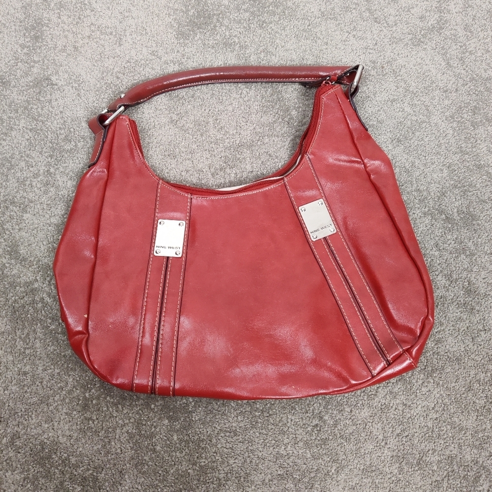 Vintage Nine West Women's Faux Leather Red Hobo Bag